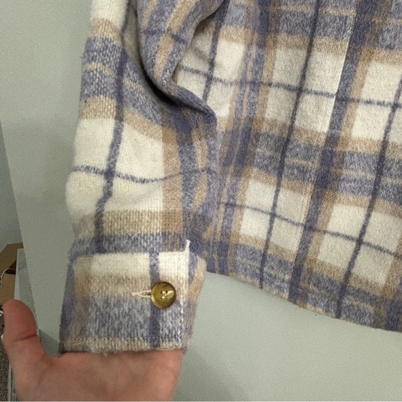 AVEC LES FILLES Relaxed Fit Lavender Beige Plaid Shacket Size extra small - Picture 7 of 7